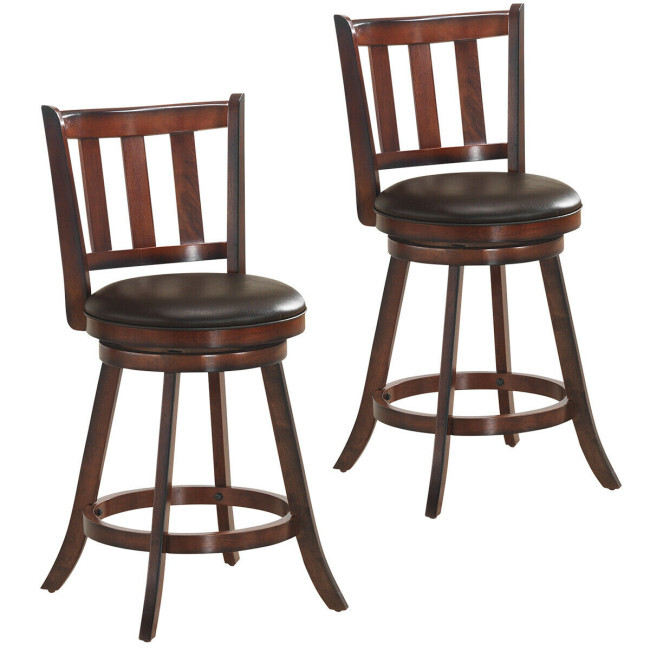 Set 2 Swivel Bar Stools Leathe - Home Bar Stools ulasan dan harga