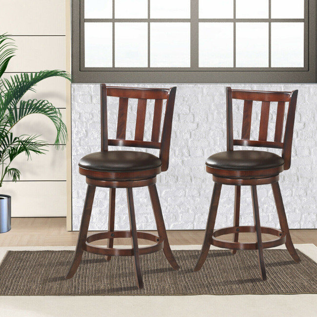 Set 2 Swivel Bar Stools Leathe - Home Bar Stools ulasan dan harga