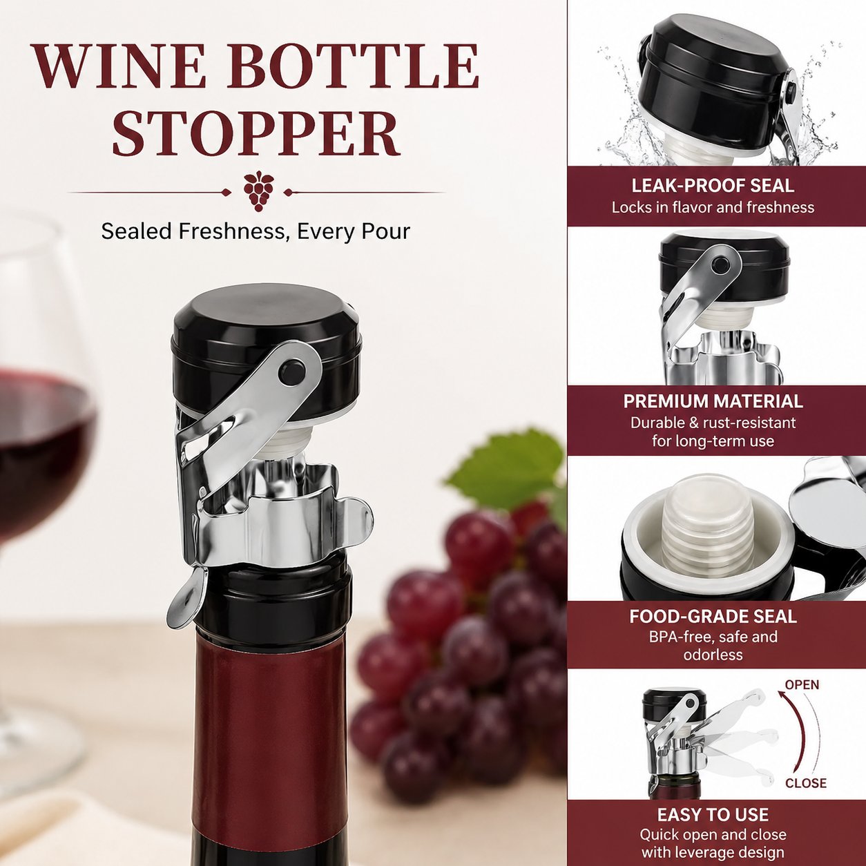 Cabilock 3pcs Stainless Steel  - Wine Preservation Pump ulasan dan harga
