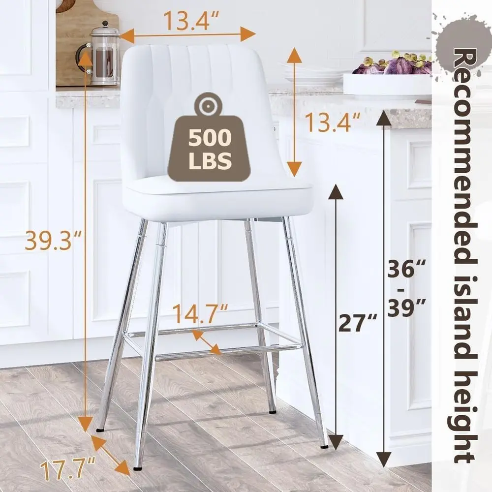 Set of 2 White Upholstered 27  - Home Bar Stools ulasan dan harga