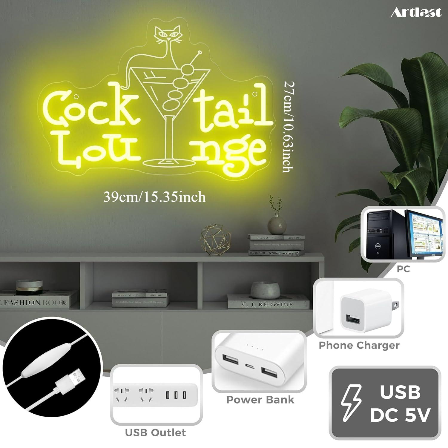 Cocktail Lounge Neon Sign Dimm - Home Bar Signs ulasan dan harga